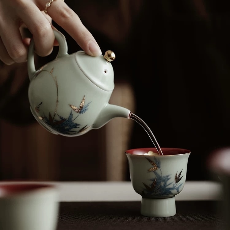 Gao Feng Ao Ran Ice Type Jade Porcelain Kung Fu Tea Set - Light Luxury Tea Ceremony Collection