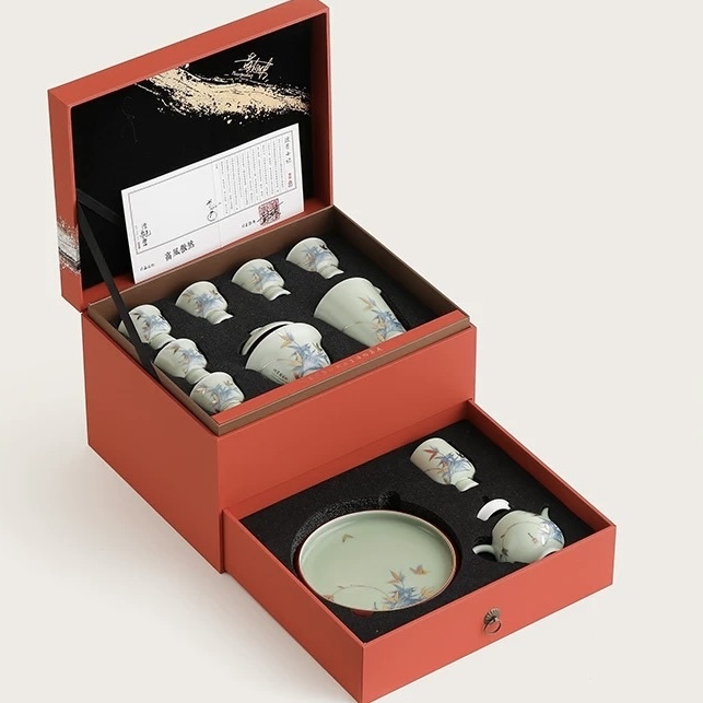 Gao Feng Ao Ran Ice Type Jade Porcelain Kung Fu Tea Set - Light Luxury Tea Ceremony Collection