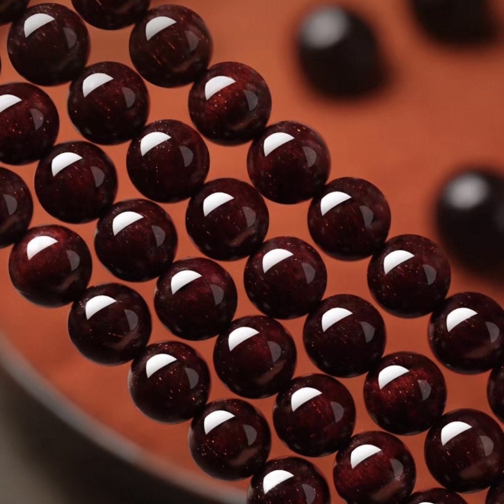 Natural Golden Vein Red Sandalwood Mala Bracelet