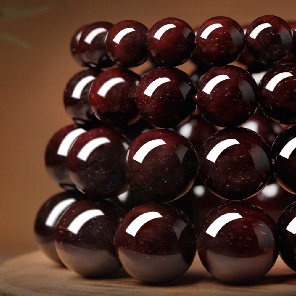 Natural Golden Vein Red Sandalwood Mala Bracelet