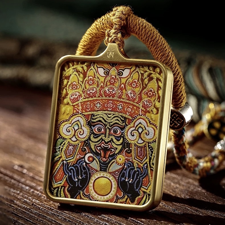 Tibet Hand-Painted Zakiram Thangka Pendant