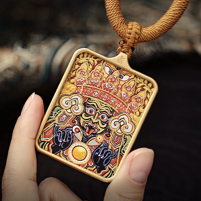 Tibet Hand-Painted Zakiram Thangka Pendant