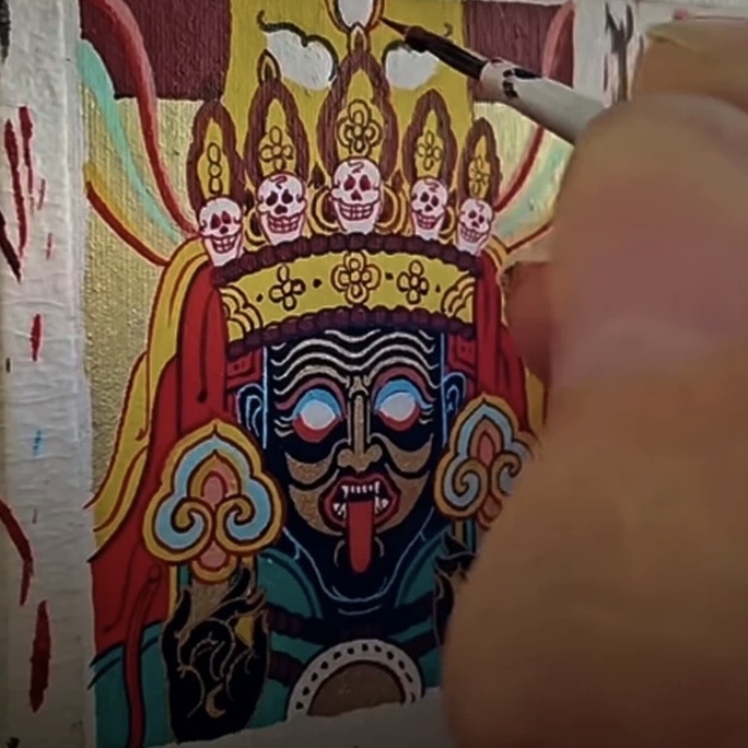 Tibet Hand-Painted Zakiram Thangka Pendant