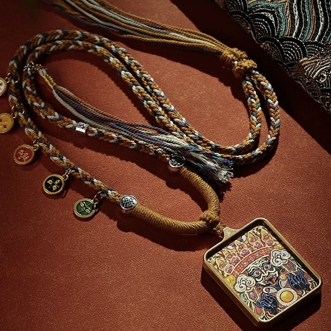 Tibet Hand-Painted Zakiram Thangka Pendant