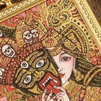 Tibet Hand-Painted Zakiram Thangka (Past & Present Incarnations, Wealth Attracting) Pendant