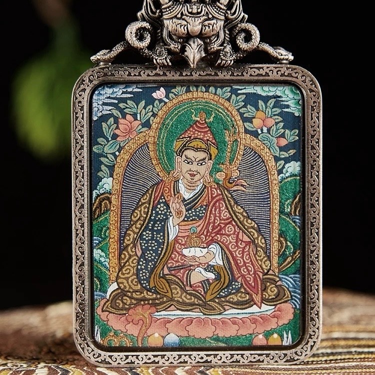 Hand-Painted Padmasambhava Thangka Pendan