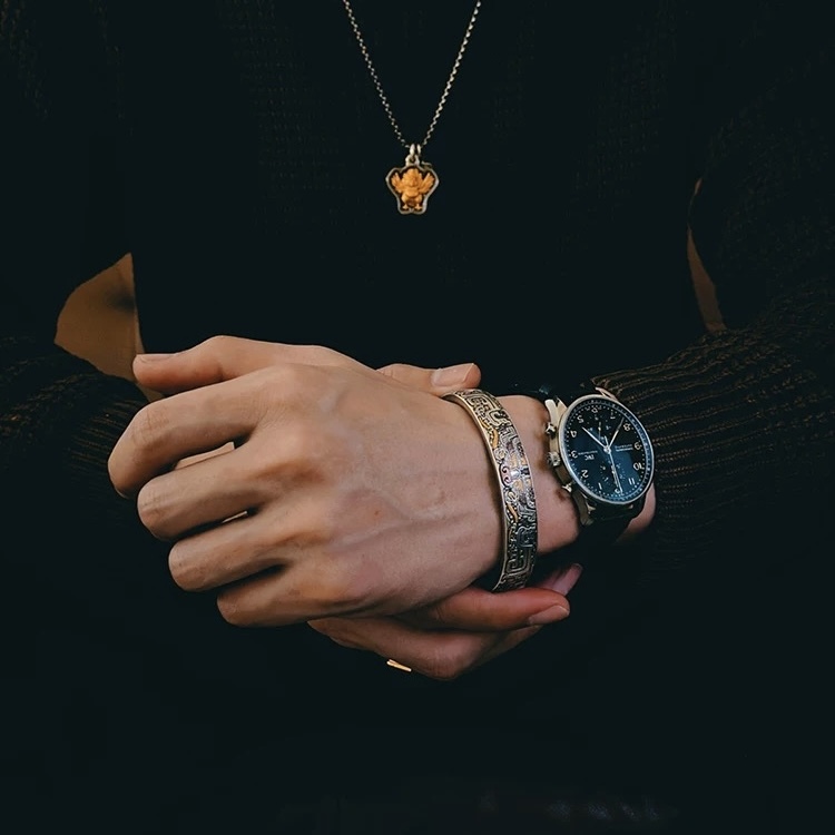 Taotie Carved Meteorite Bangle