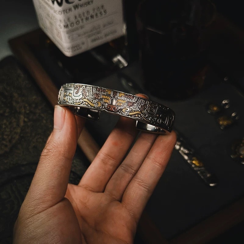 Taotie Carved Meteorite Bangle