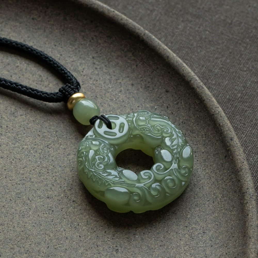 Natural Hetian Jade Double-Sided Pixiu Peace Buckle Pendant for Men