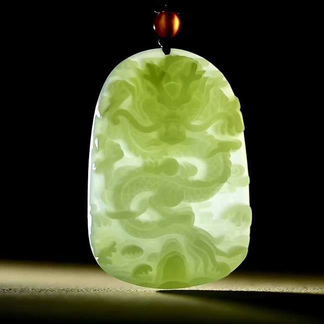Xinjiang Hetian Jade Pendant - Dominant Dragon Token