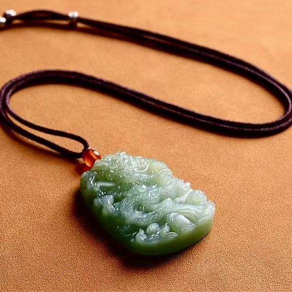 Xinjiang Hetian Jade Pendant - Dominant Dragon Token
