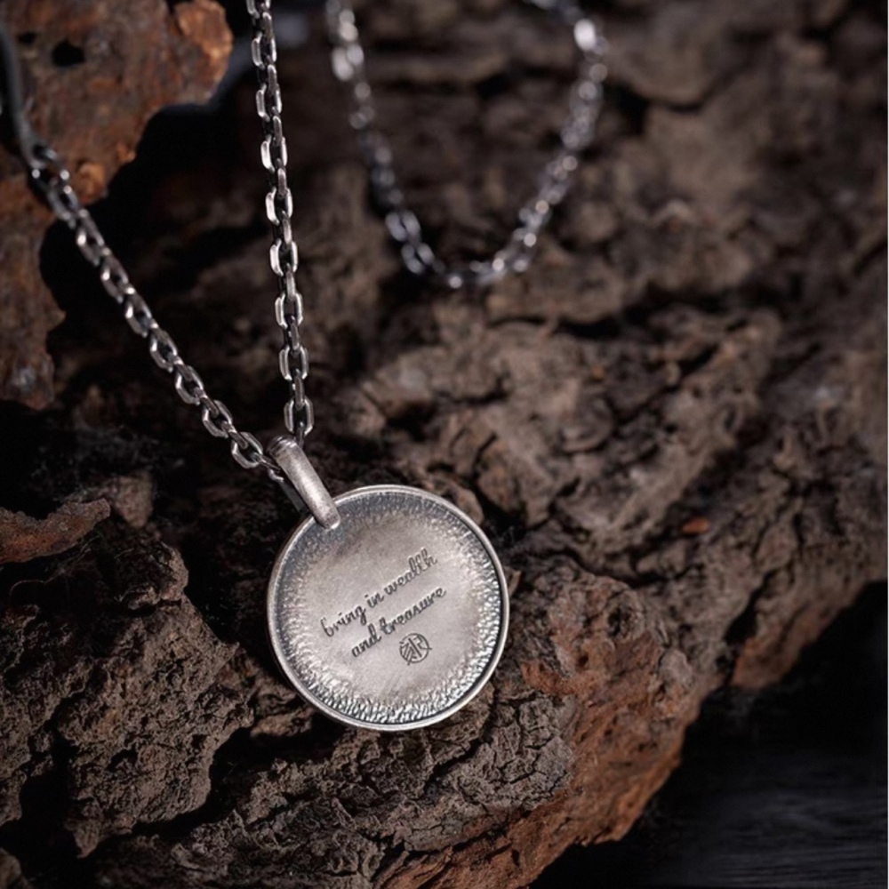 Retro Chinese-Style Silver Pixiu Necklace Pendant