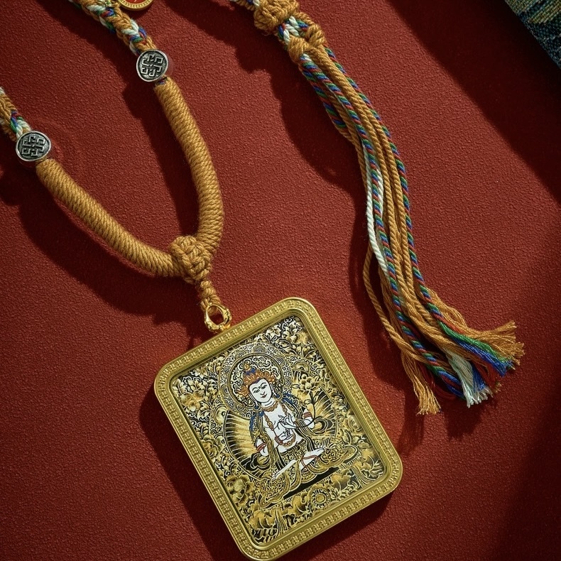 Tibetan Style Mahasthamaprapta Bodhisattva Thangka Pendant