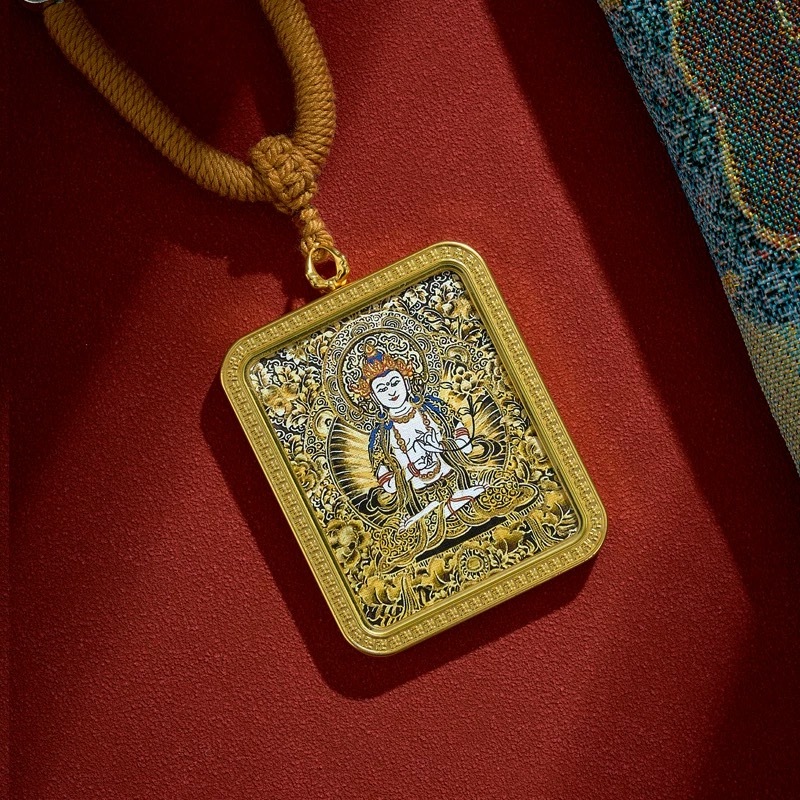 Tibetan Style Mahasthamaprapta Bodhisattva Thangka Pendant