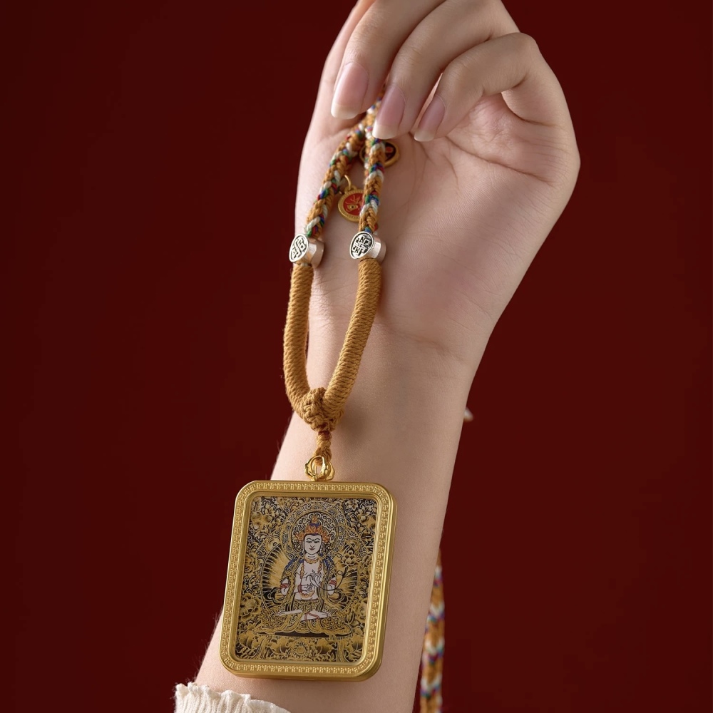 Tibetan Style Mahasthamaprapta Bodhisattva Thangka Pendant