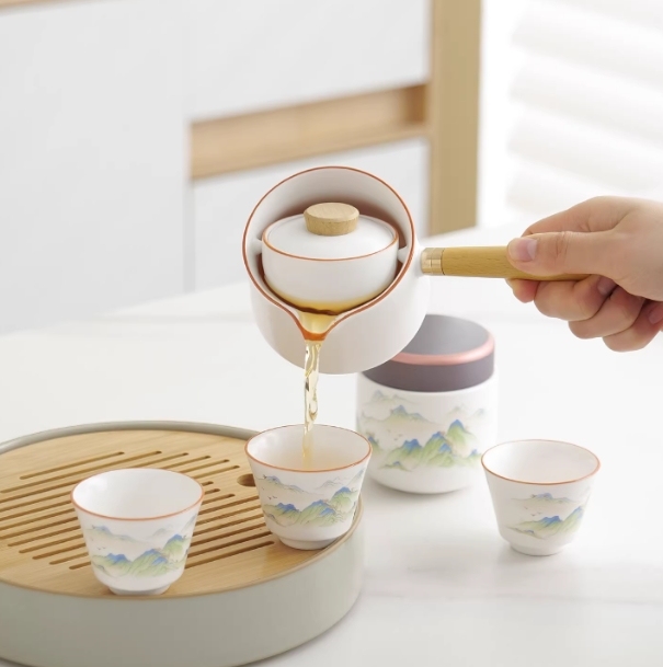 Minimalist Landscape Portable Side-Handle Gaiwan Tea Set