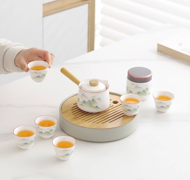 Minimalist Landscape Portable Side-Handle Gaiwan Tea Set