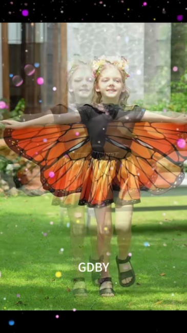 Kids Monarch Butterfly Dress-Up Set with Cape, Skirt, Mask, Headband, Stickers, Invitation Cards & Magic Wand