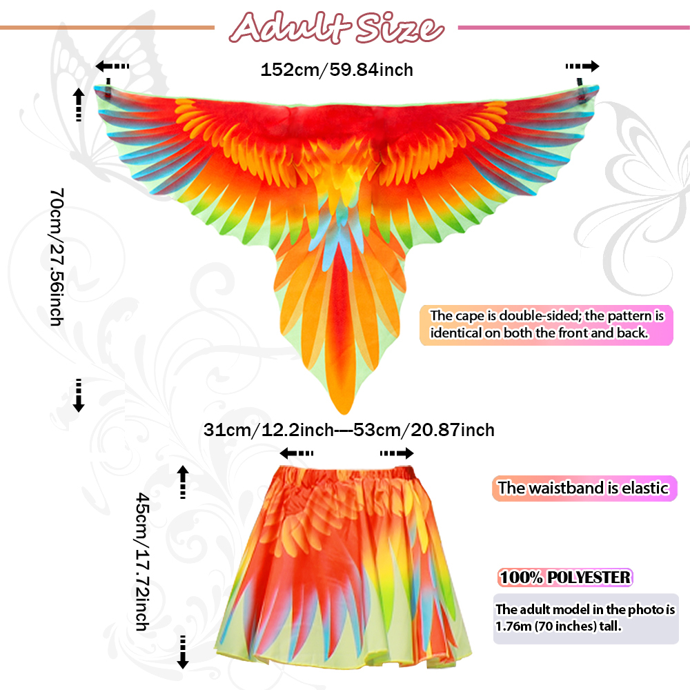 Red Parrot  Fantasy  Party Costume Outfit Set for Mommy & Daughter