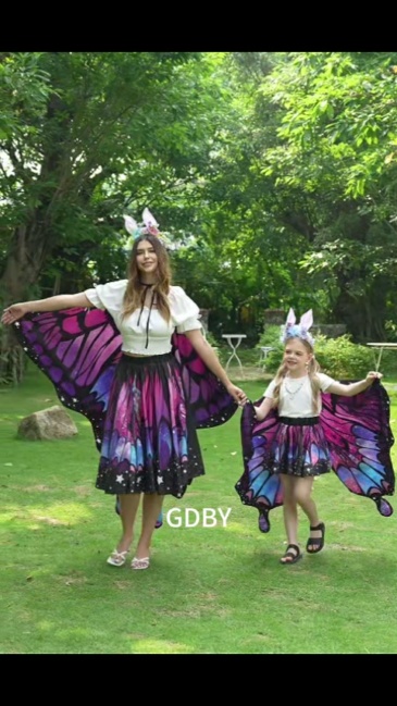 Mother Daughter Butterfly Cape Costume Set, Girls Fairy Dress Up Outfit for Birthday, Halloween & Photoshoot