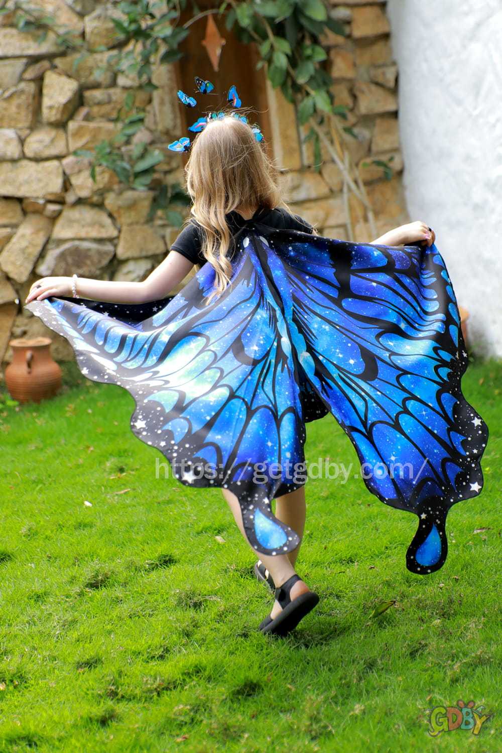Blue Morpho Butterfly Costume Set — Reversible Cape, Mother & Daughter Matching