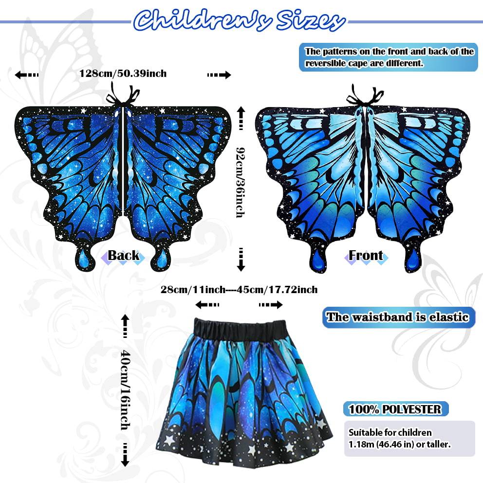 Blue Morpho Butterfly Costume Set — Reversible Cape, Mother & Daughter Matching