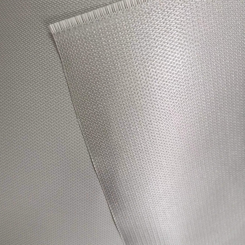 silver grey 0.4mm both sides pu coated fiberglass cloth