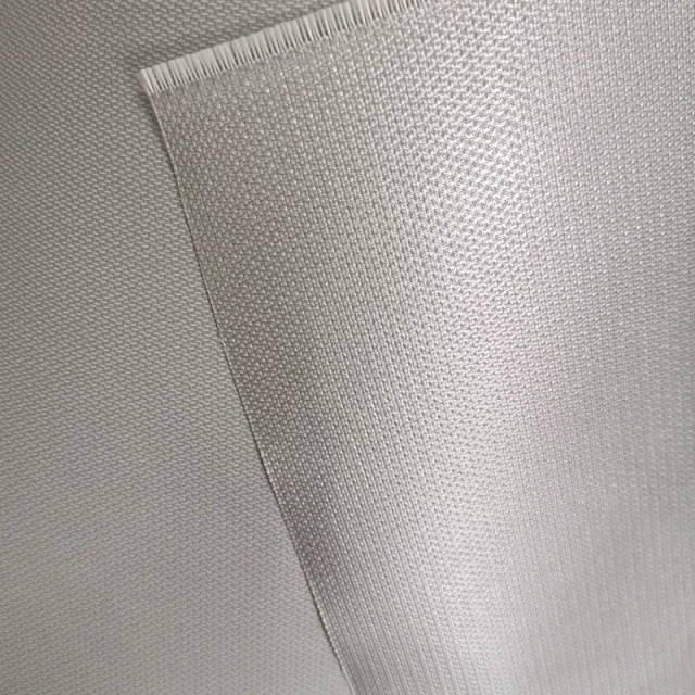 silver grey 0.4mm both sides pu coated fiberglass cloth