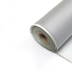silver one side grey pu coated heat resistant fabric 460gsm