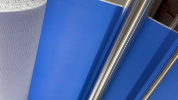 Blue PU coated fiberglass fabric with wire inserted for fire doors shutters curtains,ThermaxCo