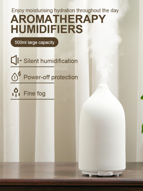 500ml Large Ceramic Stone Diffuser for Essential Oils, Handmade Ultrasonic Aromatherapy Cool Mist Humidifier