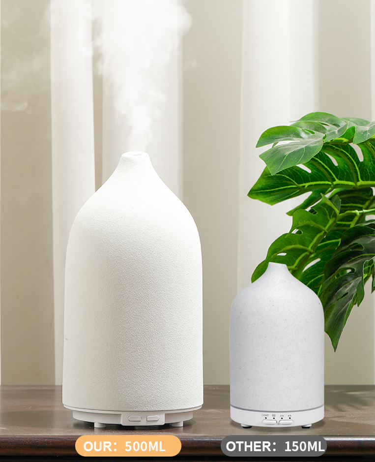 500ml Large Ceramic Stone Diffuser for Essential Oils, Handmade Ultrasonic Aromatherapy Cool Mist Humidifier