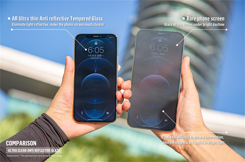 LFD824 AR Mobile Phones Increased Transmittance for iPhone 14 Extreme clear Anti-reflection AR Tempered Glass Screen Protector