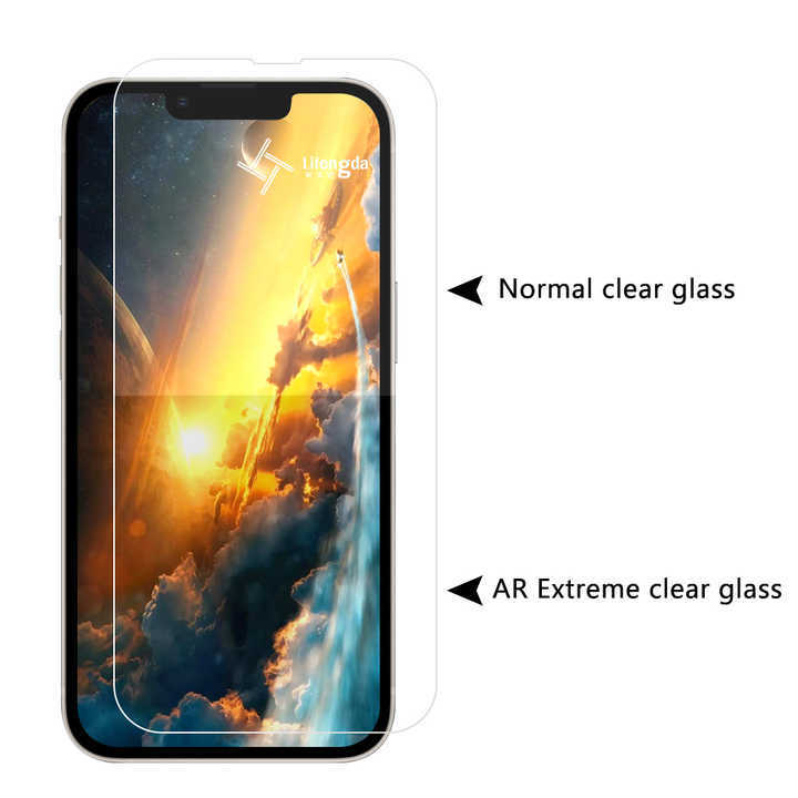 LFD824 AR Mobile Phones Increased Transmittance for iPhone 14 Extreme clear Anti-reflection AR Tempered Glass Screen Protector