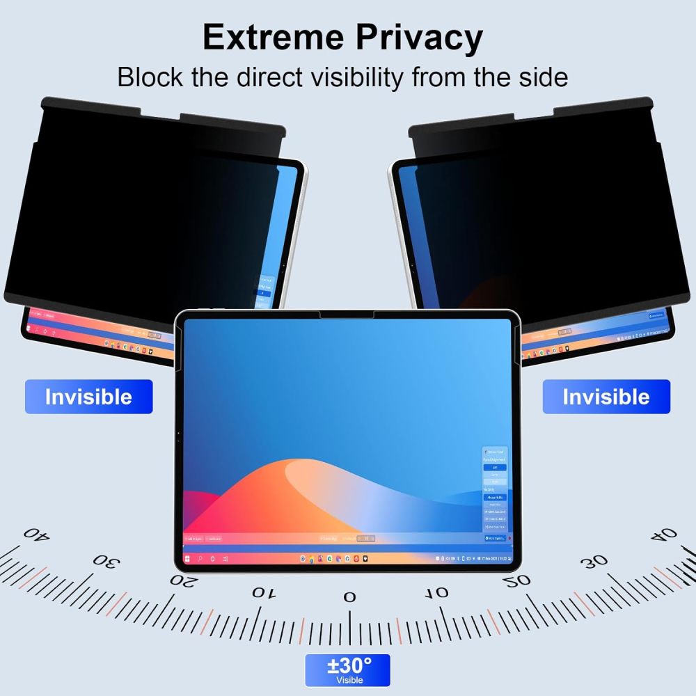 360° Magnetic Privacy Screen for MacBook Air 13.6 Inch (2022-2025, M2/M3/M4), Removable Screen Protector with Webcam Cover to Anti Glare Blue Light 13.6 Inch Privacy Screen Shield