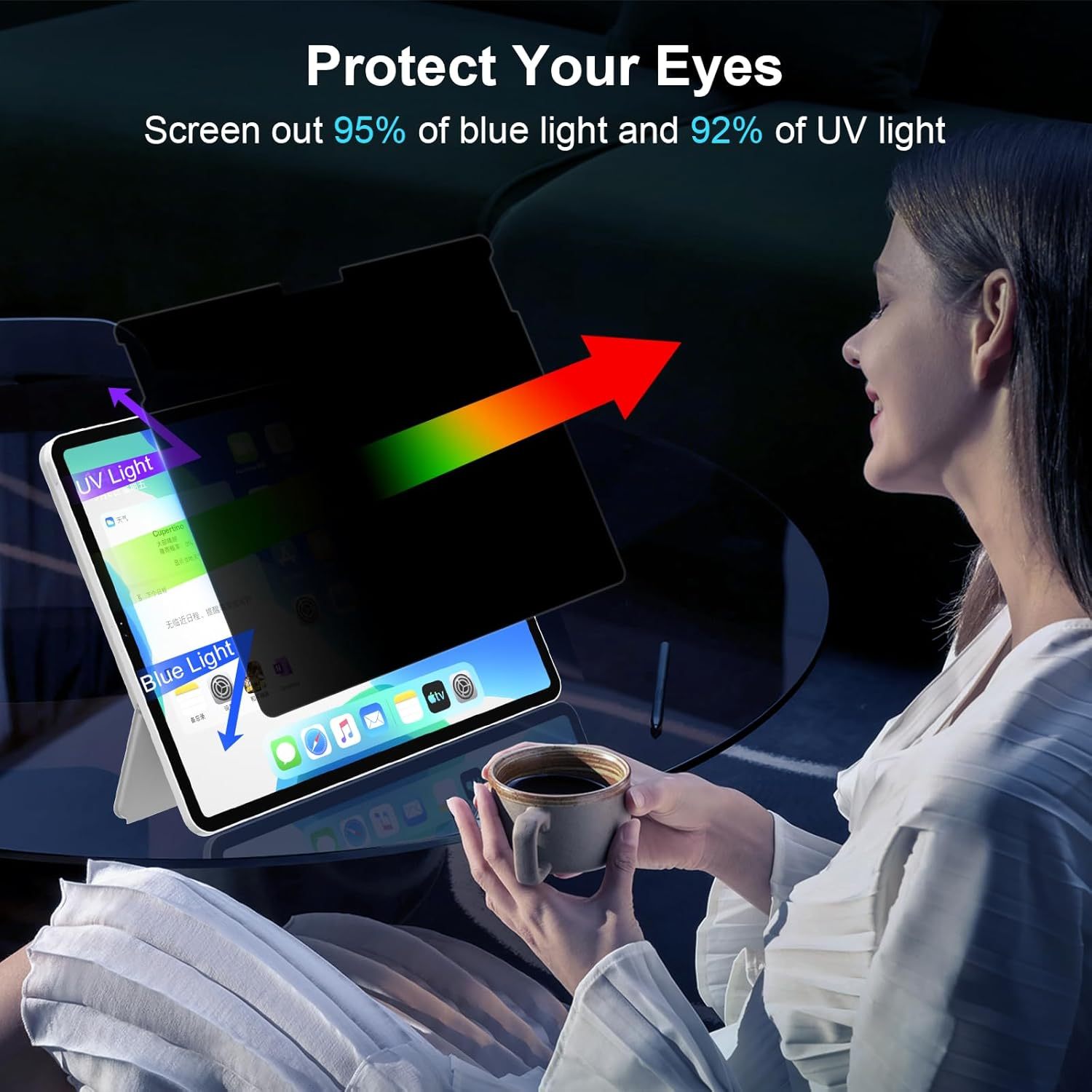 360° Magnetic Privacy Screen for MacBook Air 13.6 Inch (2022-2025, M2/M3/M4), Removable Screen Protector with Webcam Cover to Anti Glare Blue Light 13.6 Inch Privacy Screen Shield