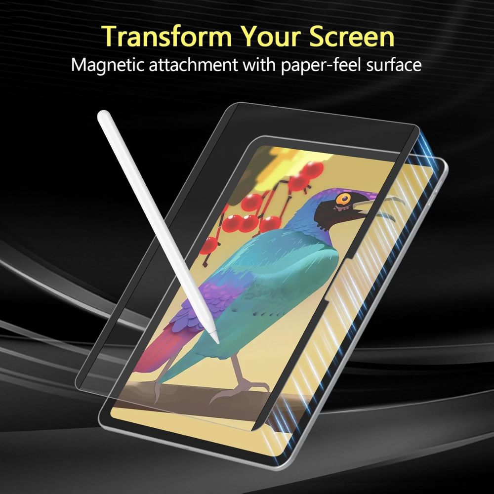 for iPad Air 11 Inch M2 Paper-Feel Magnetic Screen Protector 2024, Write and Draw Like on Paper, Detachable and Reusable, Compatible with Tempered Film, Matte Finish