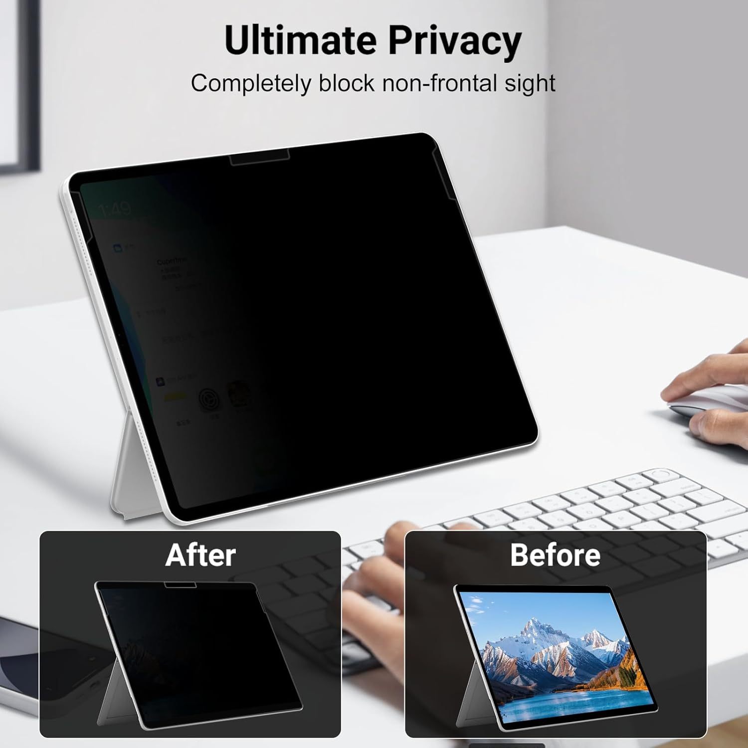 360° Magnetic Privacy Screen for MacBook Air 13.6 Inch (2022-2025, M2/M3/M4), Removable Screen Protector with Webcam Cover to Anti Glare Blue Light 13.6 Inch Privacy Screen Shield