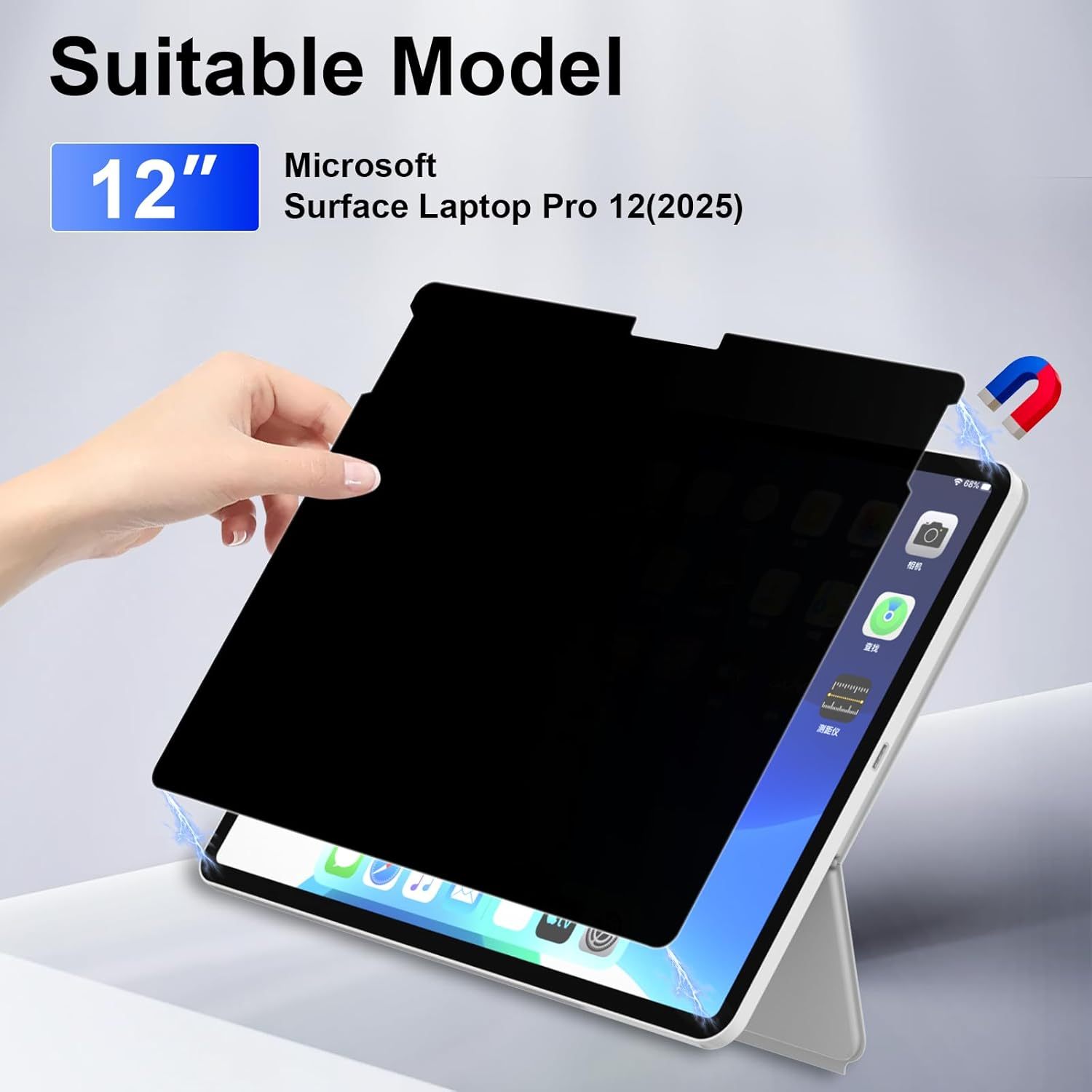360° Magnetic Privacy Screen for MacBook Air 13.6 Inch (2022-2025, M2/M3/M4), Removable Screen Protector with Webcam Cover to Anti Glare Blue Light 13.6 Inch Privacy Screen Shield