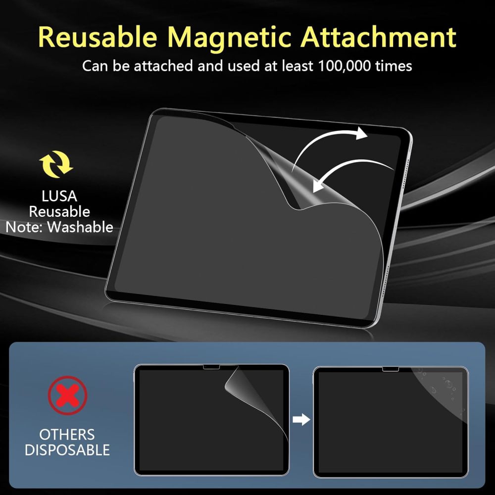 for iPad Air 11 Inch M2 Paper-Feel Magnetic Screen Protector 2024, Write and Draw Like on Paper, Detachable and Reusable, Compatible with Tempered Film, Matte Finish