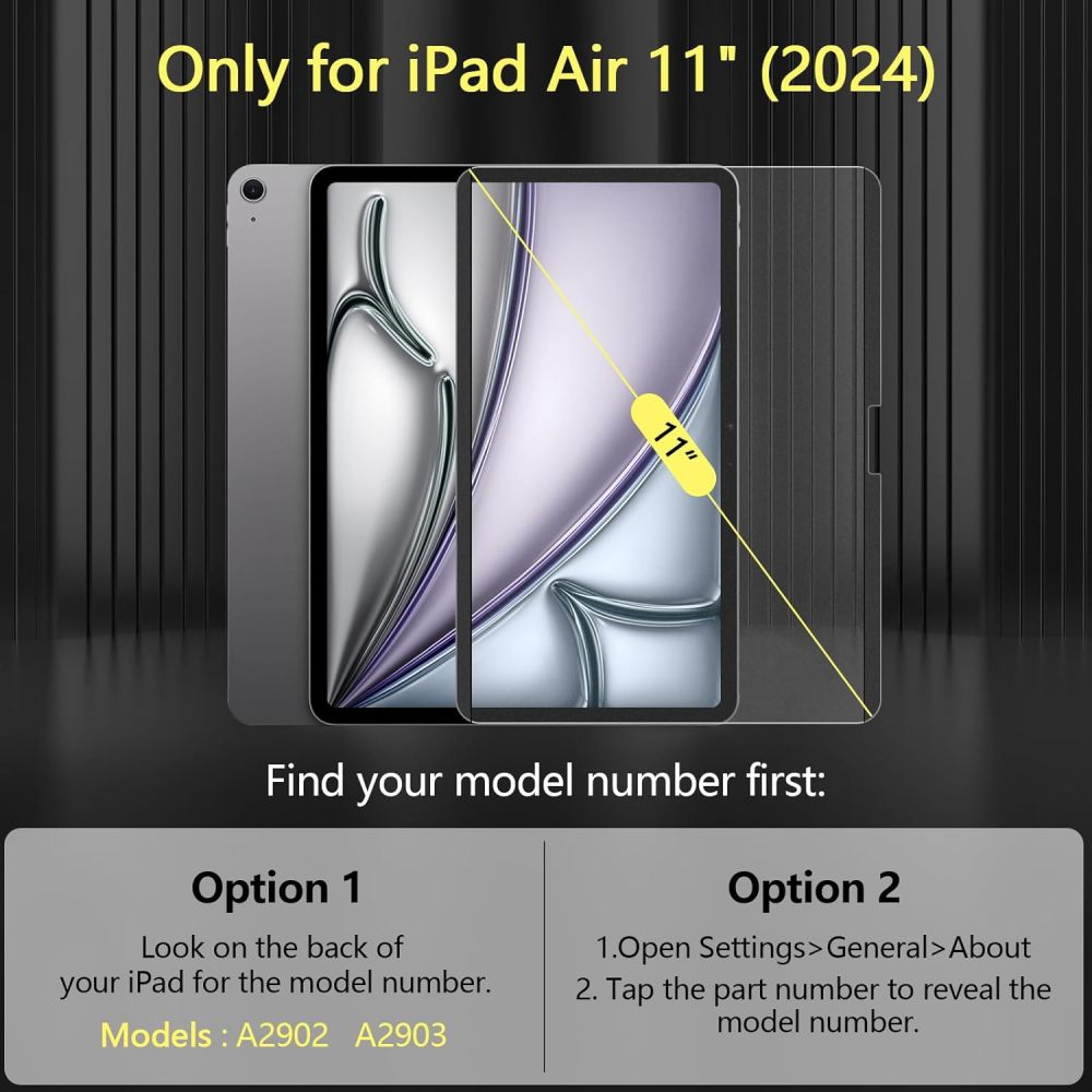 for iPad Air 11 Inch M2 Paper-Feel Magnetic Screen Protector 2024, Write and Draw Like on Paper, Detachable and Reusable, Compatible with Tempered Film, Matte Finish