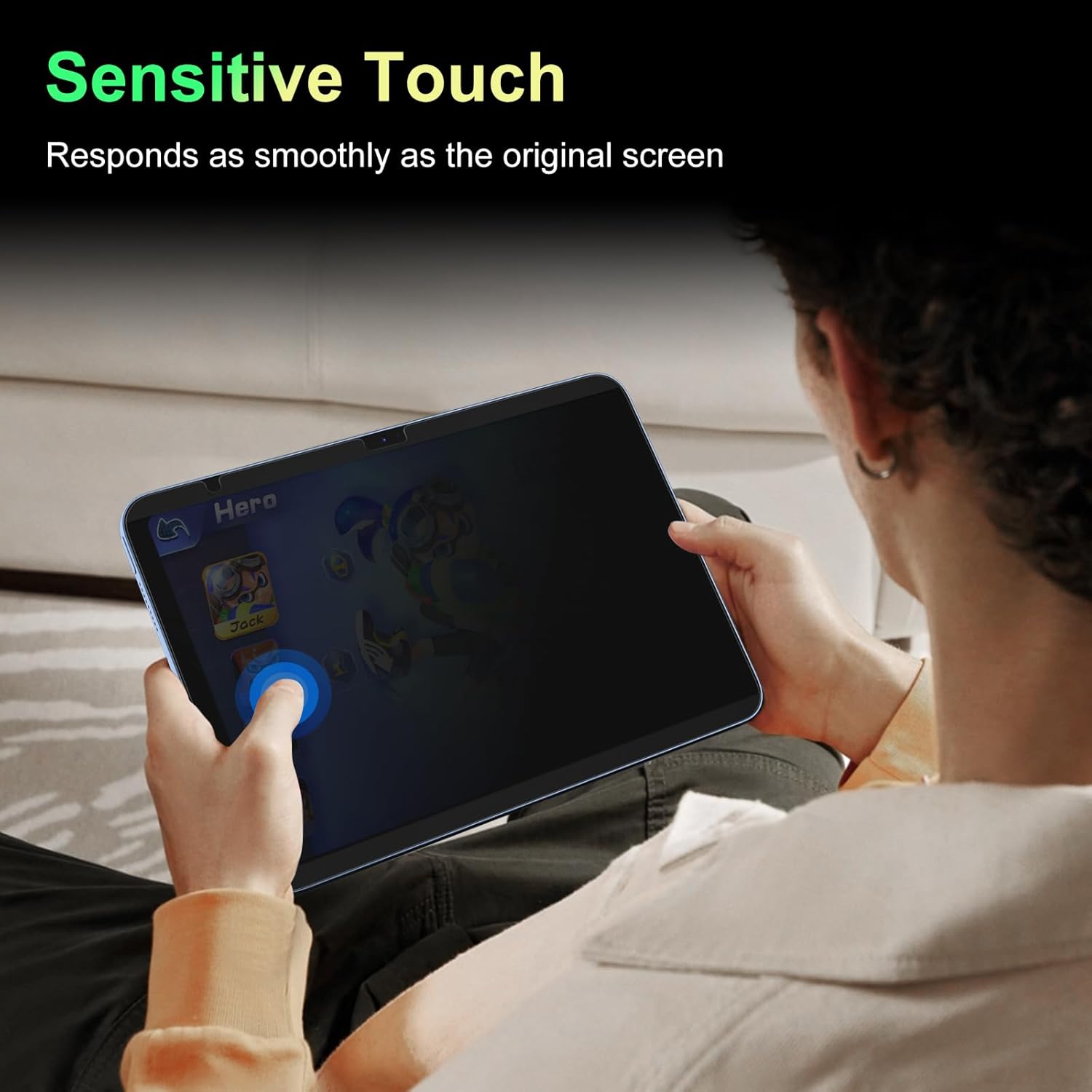 Close view of the LUSA DESIGN magnetic iPad privacy screen
