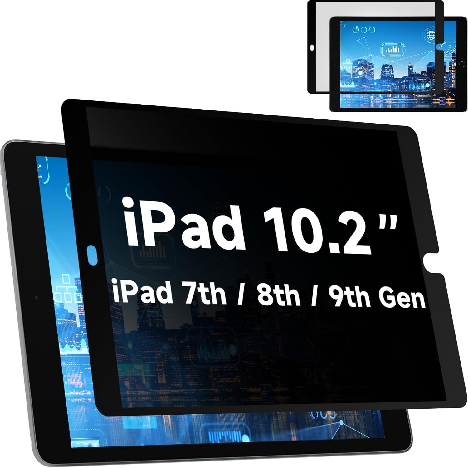 Upgrade Privacy Screen Protector for iPad 9th 8th 7th Generation 10.2 Inch & iPad Air 3th & iPad Pro 10.5 In, Fully Removable Anti Spy Glare Blue Light Filter, High Sensitive/Bubble Free/Detachable