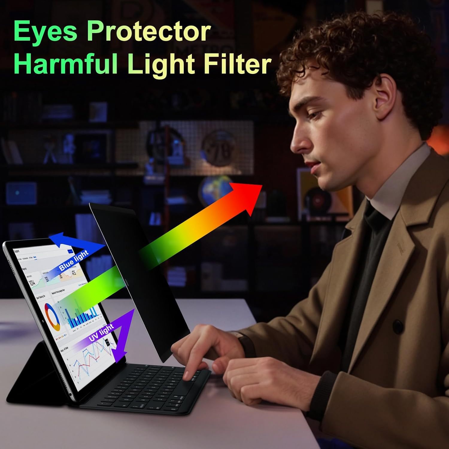 360°Magnetic Privacy Screen for iPad 9th/8th/7th Generation (10.2Inch,2019/2020/2021), Removable Anti Blue Light Glare Spy Private Filter, High Sensitive Bubble-Free Screen Protector