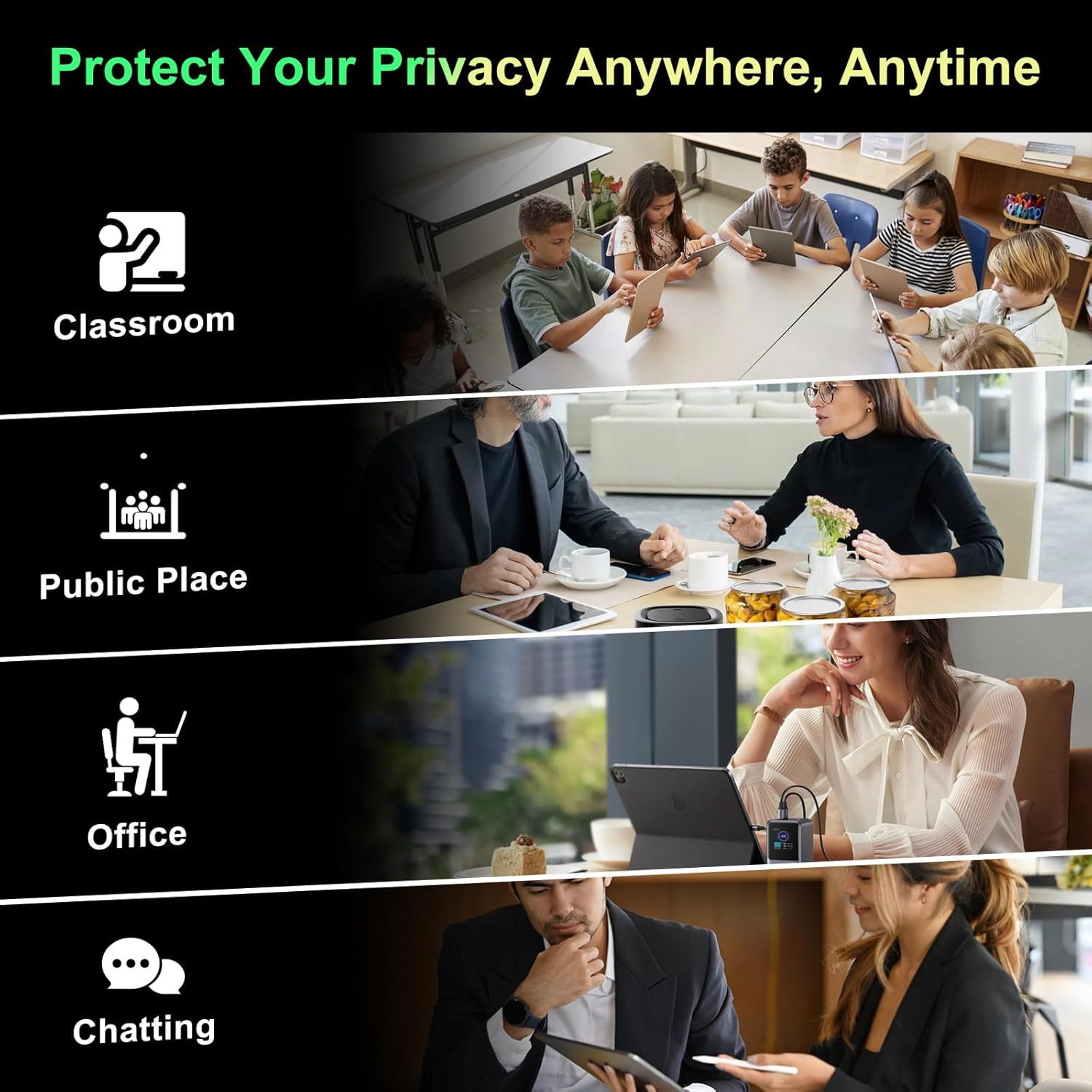 360°Magnetic Privacy Screen for iPad 11th/10th Generation(10.9 Inch, 2022-2025), Removable Anti Blue Light Glare Spy Private Filter, High Sensitive Bubble-Free Easy Install Security Screen Protector