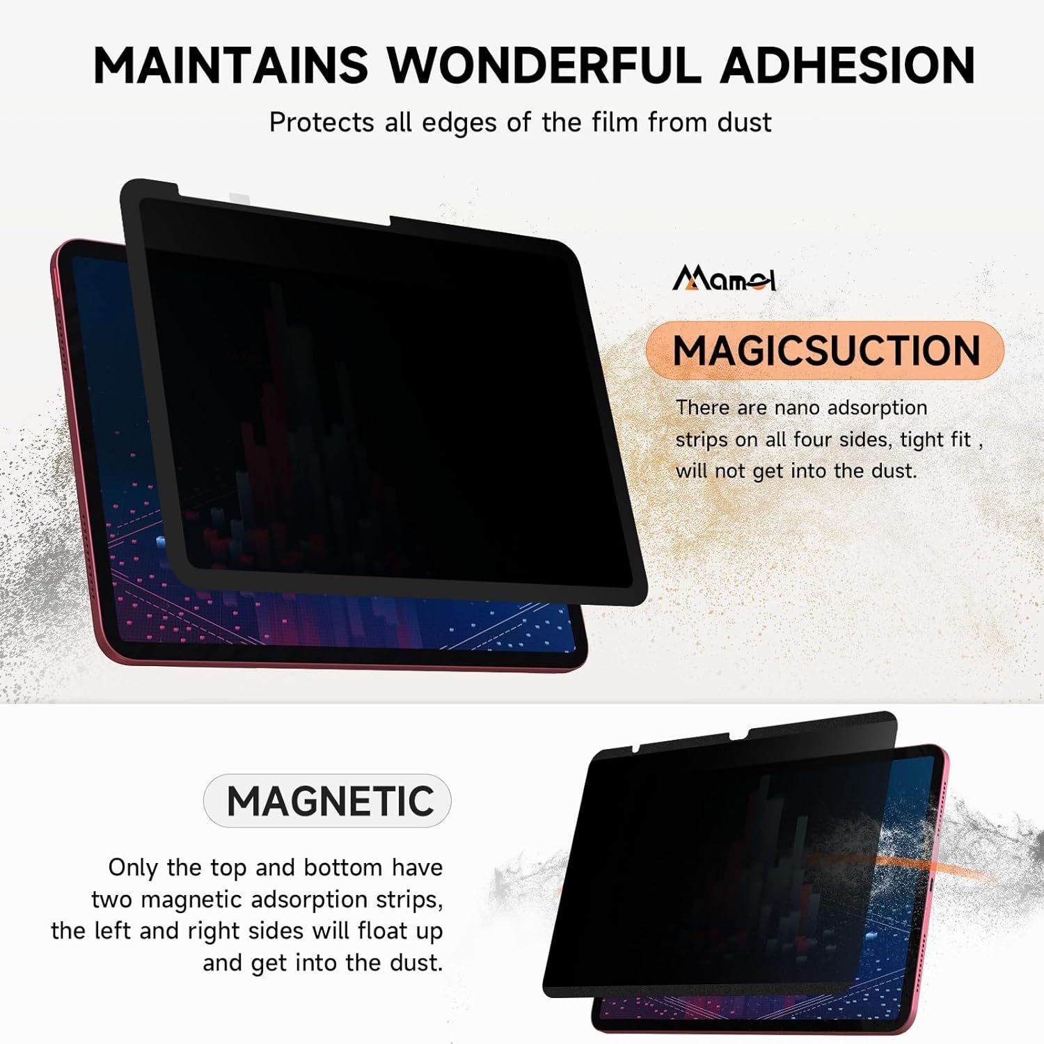Upgrade Privacy Screen Protector for iPad 9th 8th 7th Generation 10.2 Inch & iPad Air 3th & iPad Pro 10.5 In, Fully Removable Anti Spy Glare Blue Light Filter, High Sensitive/Bubble Free/Detachable