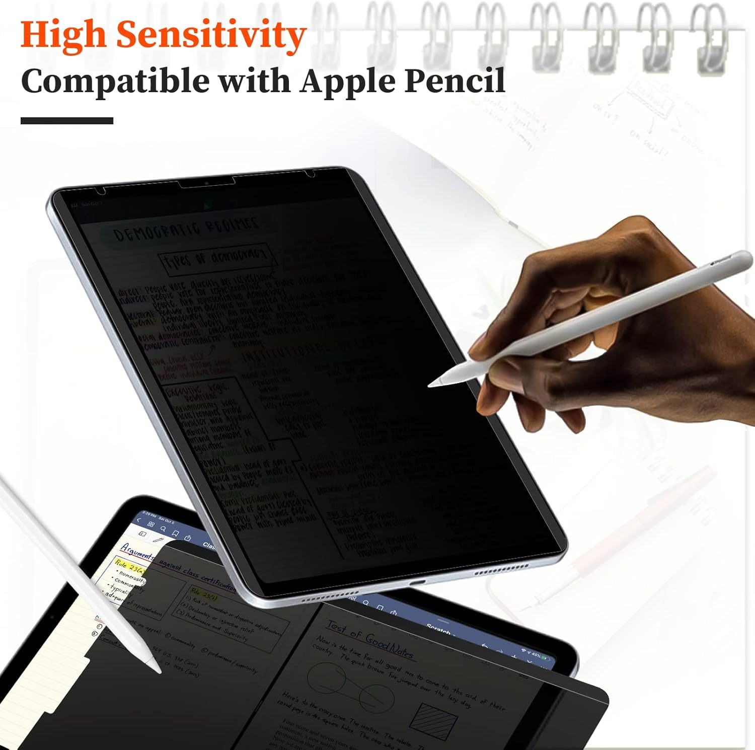 Mamol Upgrade 360° Privacy Screen Protector for Apple iPad Pro 11 inch 5th M4 2024/ 6th M5 2025, Magicsuction 4-Way Anti Spy Glare Blue Light Filter, High Sensitive/Bubble Free/Reusable