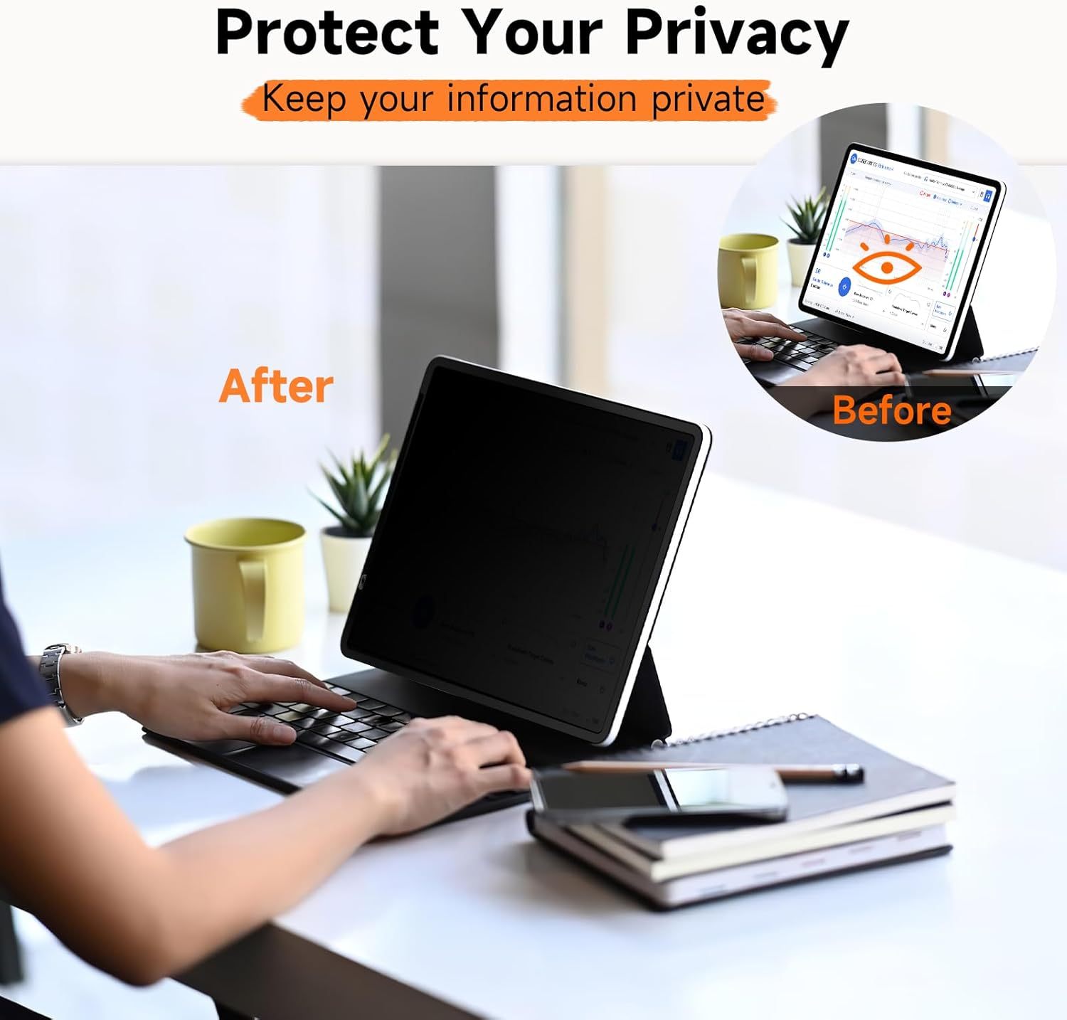 Mamol Upgrade Privacy Screen Protector for Apple iPad Pro 13 inch M4 2024/ M5 2025, Fully Removable Anti Spy Glare Blue Light Filter, High Sensitive/Bubble Free/Detachable