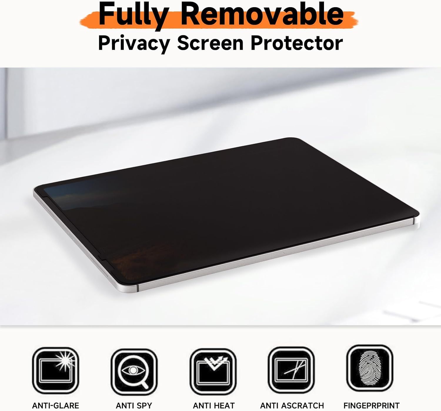 Mamol Upgrade Privacy Screen Protector for Apple iPad Pro 13 inch M4 2024/ M5 2025, Fully Removable Anti Spy Glare Blue Light Filter, High Sensitive/Bubble Free/Detachable