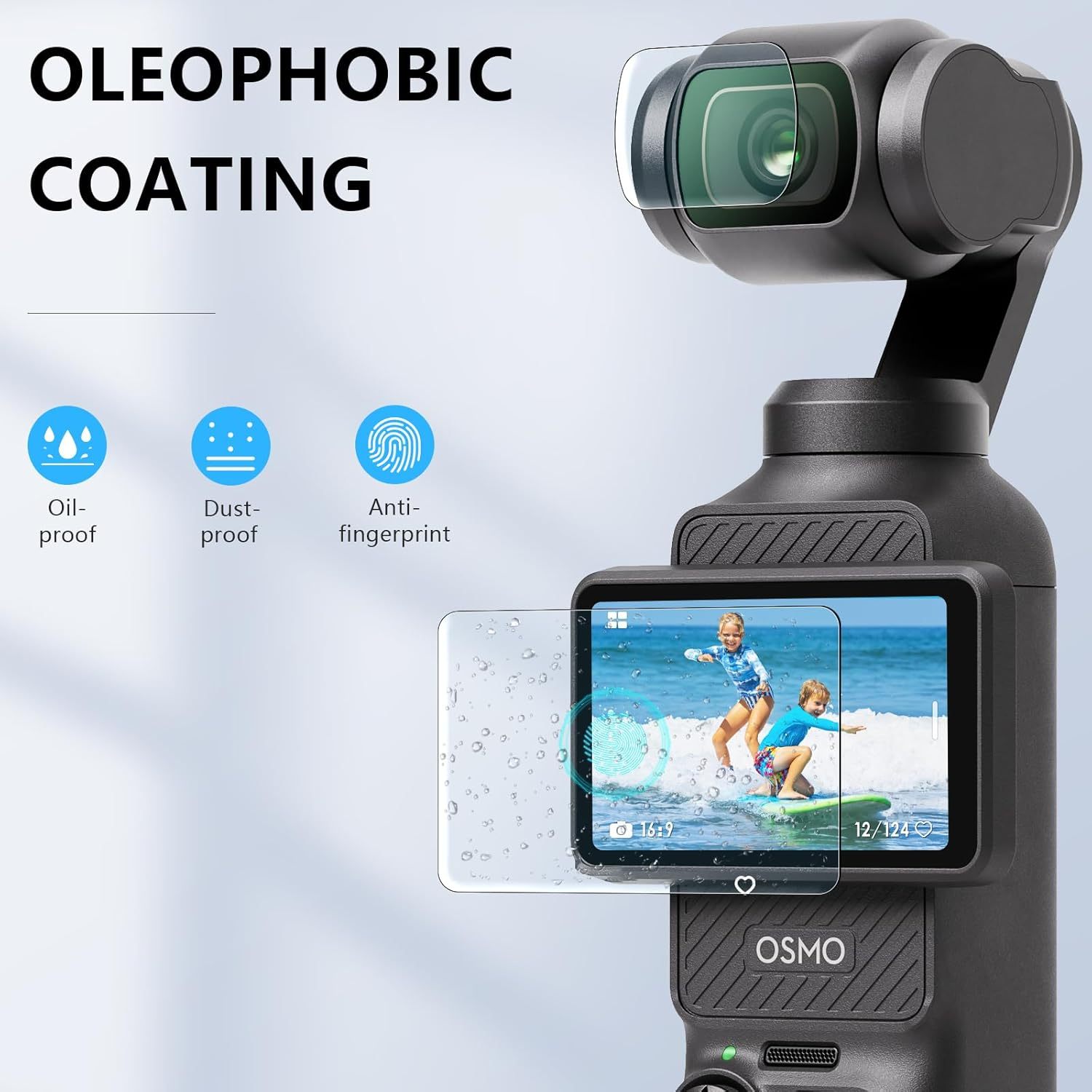 Dual Lens Protector + Dual LCD Screen Protector Compatible with DJI Osmo Pocket 3 / DJI Pocket 3 OP3 Tempered Glass Screen Protector Accessories 9H Hardness Touch-Sensitive Full-Screen Protection